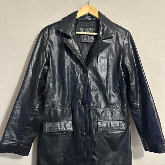 Noa Noa Trinity Matrix Grunge Black Leather Coat Size Medium Edgy E Girl - Picture 6 of 14